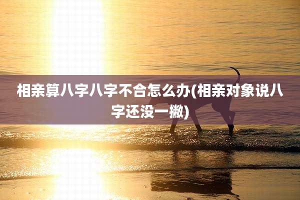 相亲算八字八字不合怎么办(相亲对象说八字还没一撇)
