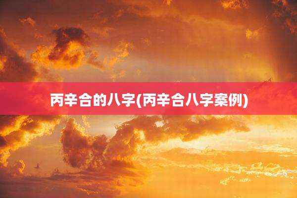 丙辛合的八字(丙辛合八字案例)