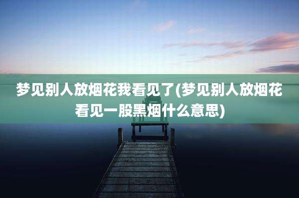 梦见别人放烟花我看见了(梦见别人放烟花看见一股黑烟什么意思)