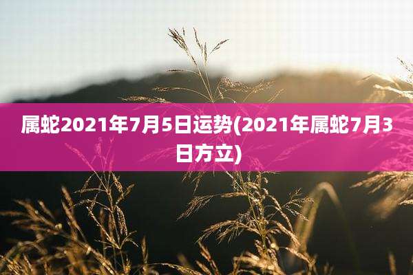 属蛇2021年7月5日运势(2021年属蛇7月3日方立)