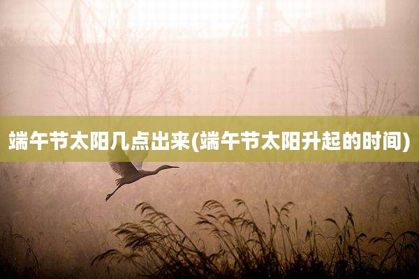 端午节太阳几点出来(端午节太阳升起的时间)