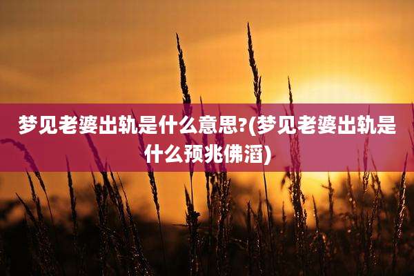 梦见老婆出轨是什么意思?(梦见老婆出轨是什么预兆佛滔)