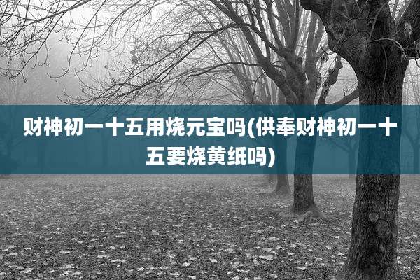 财神初一十五用烧元宝吗(供奉财神初一十五要烧黄纸吗)
