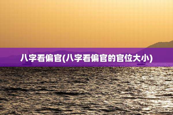 八字看偏官(八字看偏官的官位大小)