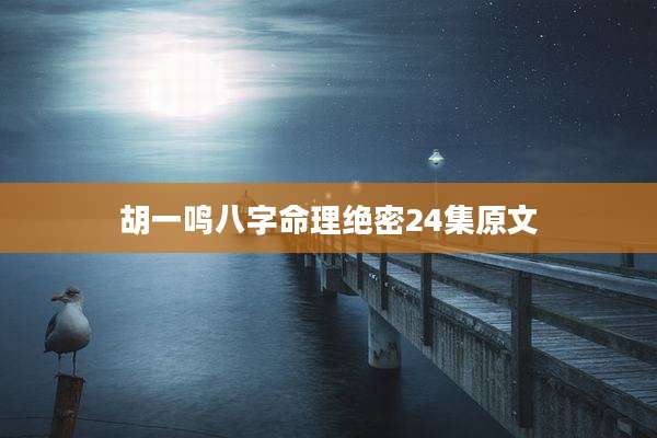 胡一鸣八字命理绝密24集原文