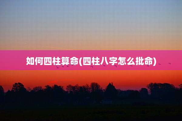 如何四柱算命(四柱八字怎么批命)