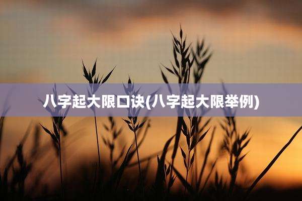 八字起大限口诀(八字起大限举例)
