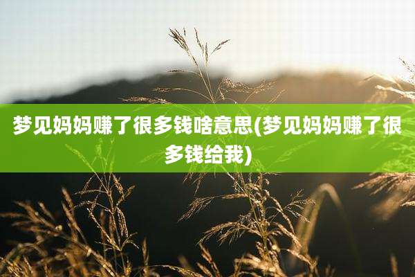 梦见妈妈赚了很多钱啥意思(梦见妈妈赚了很多钱给我)