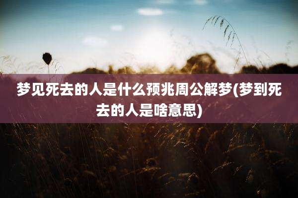 梦见死去的人是什么预兆周公解梦(梦到死去的人是啥意思)