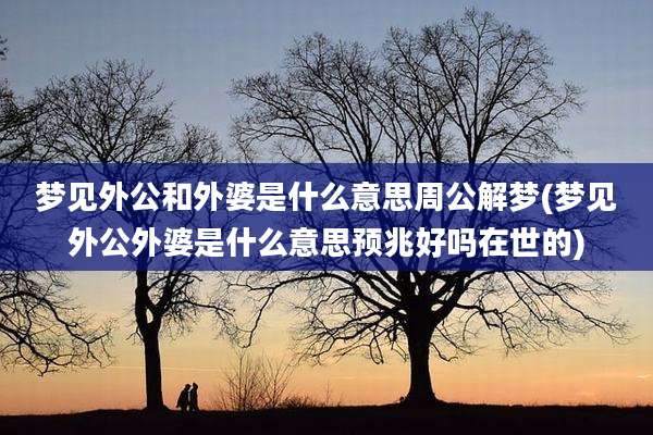 梦见外公和外婆是什么意思周公解梦(梦见外公外婆是什么意思预兆好吗在世的)