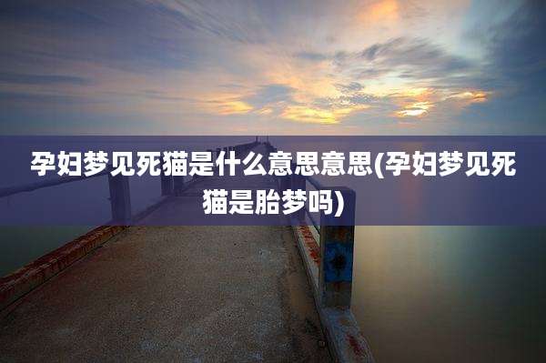 孕妇梦见死猫是什么意思意思(孕妇梦见死猫是胎梦吗)