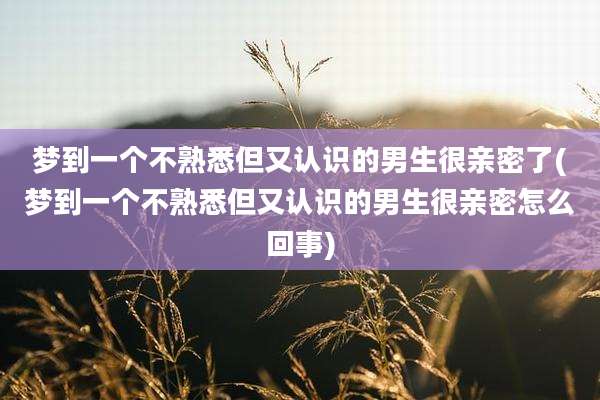 梦到一个不熟悉但又认识的男生很亲密了(梦到一个不熟悉但又认识的男生很亲密怎么回事)