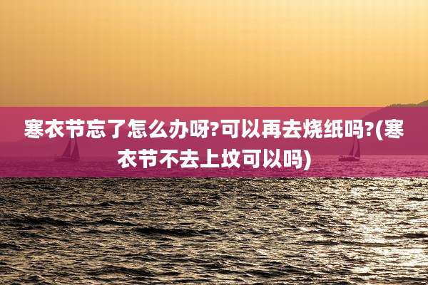 寒衣节忘了怎么办呀?可以再去烧纸吗?(寒衣节不去上坟可以吗)