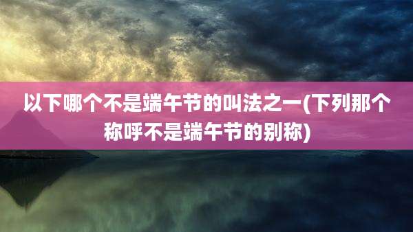 以下哪个不是端午节的叫法之一(下列那个称呼不是端午节的别称)