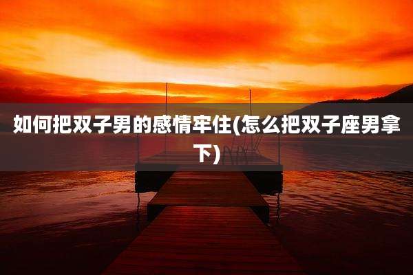 如何把双子男的感情牢住(怎么把双子座男拿下)