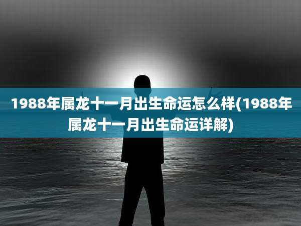 1988年属龙十一月出生命运怎么样(1988年属龙十一月出生命运详解)