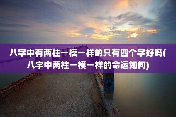 八字中有两柱一模一样的只有四个字好吗(八字中两柱一模一样的命运如何)