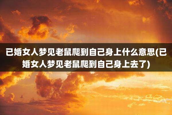 已婚女人梦见老鼠爬到自己身上什么意思(已婚女人梦见老鼠爬到自己身上去了)