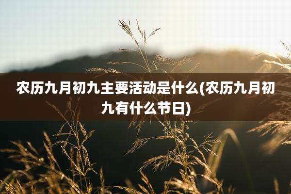 农历九月初九主要活动是什么(农历九月初九有什么节日)