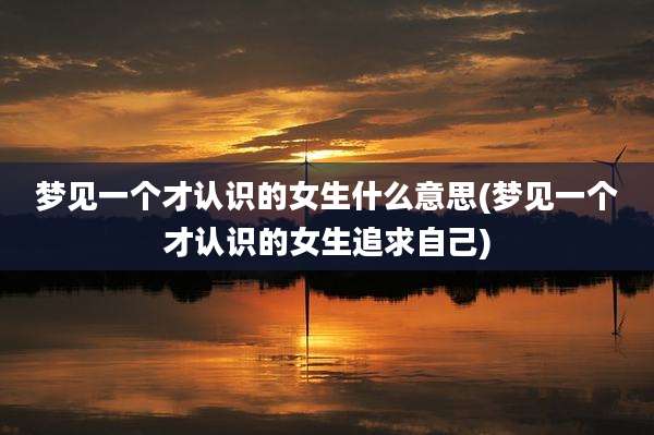 梦见一个才认识的女生什么意思(梦见一个才认识的女生追求自己)