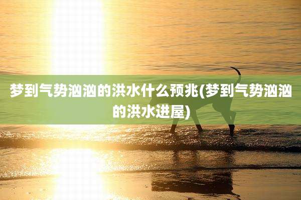 梦到气势汹汹的洪水什么预兆(梦到气势汹汹的洪水进屋)