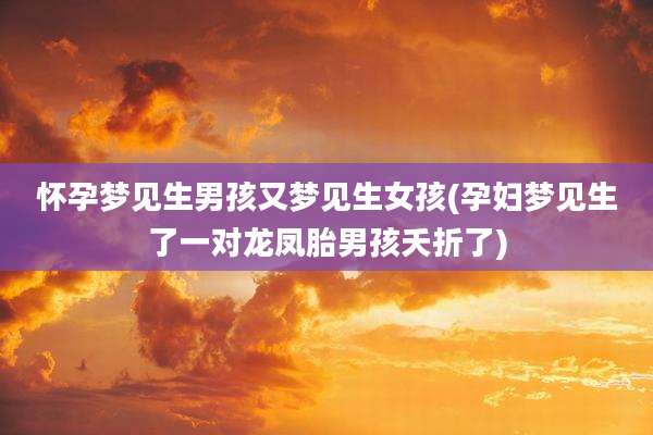 怀孕梦见生男孩又梦见生女孩(孕妇梦见生了一对龙凤胎男孩夭折了)