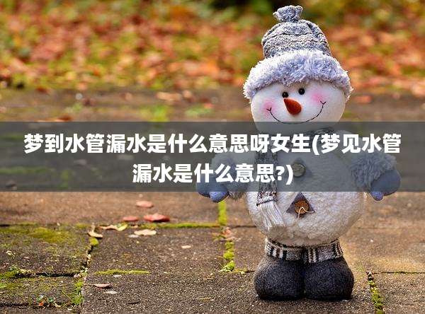 梦到水管漏水是什么意思呀女生(梦见水管漏水是什么意思?)
