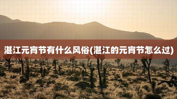 湛江元宵节有什么风俗(湛江的元宵节怎么过)
