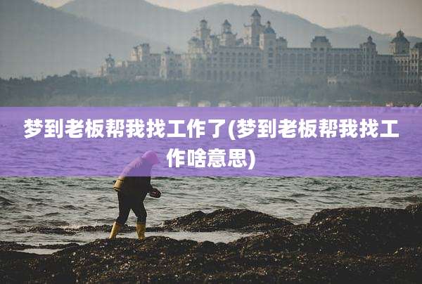 梦到老板帮我找工作了(梦到老板帮我找工作啥意思)