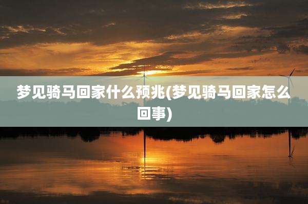 梦见骑马回家什么预兆(梦见骑马回家怎么回事)