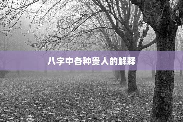 八字中各种贵人的解释