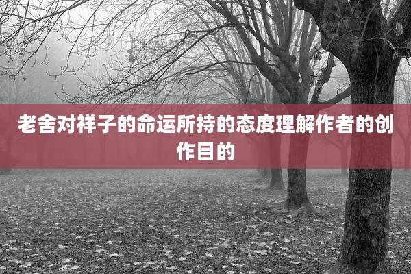 老舍对祥子的命运所持的态度理解作者的创作目的