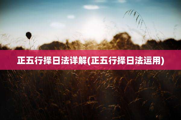 正五行择日法详解(正五行择日法运用)