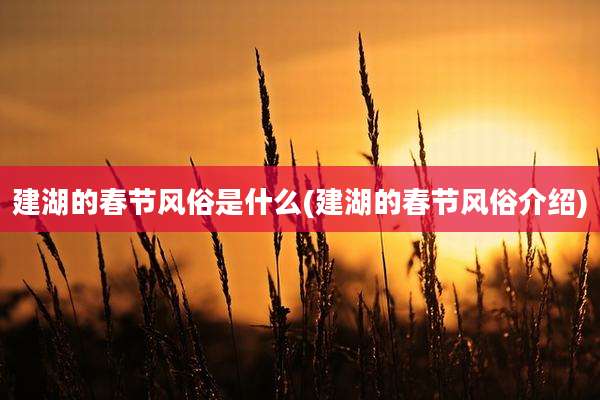 建湖的春节风俗是什么(建湖的春节风俗介绍)