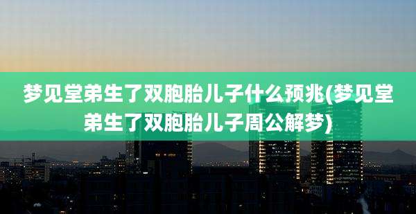 梦见堂弟生了双胞胎儿子什么预兆(梦见堂弟生了双胞胎儿子周公解梦)