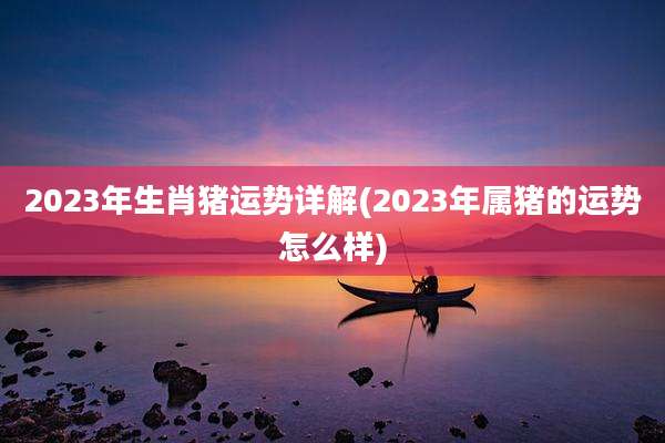 2023年生肖猪运势详解(2023年属猪的运势怎么样)