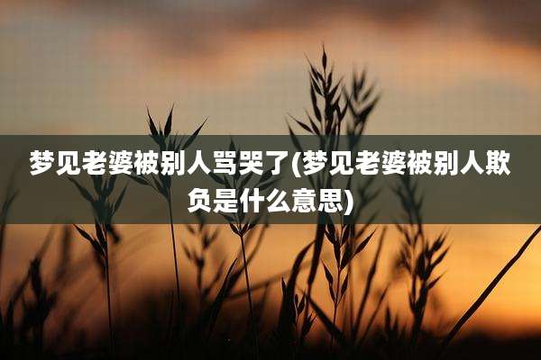 梦见老婆被别人骂哭了(梦见老婆被别人欺负是什么意思)