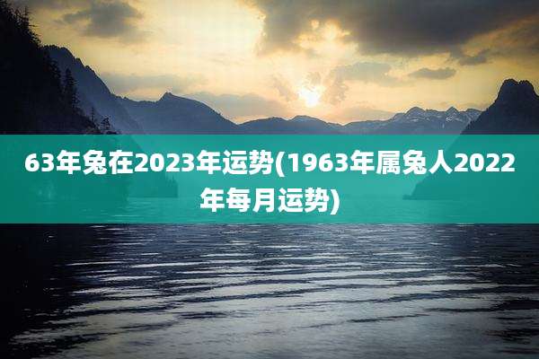 63年兔在2023年运势(1963年属兔人2022年每月运势)
