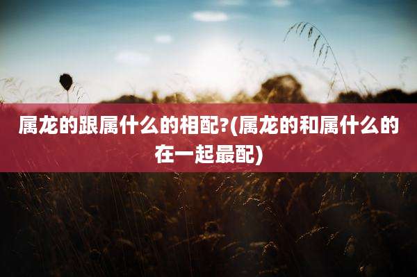 属龙的跟属什么的相配?(属龙的和属什么的在一起最配)