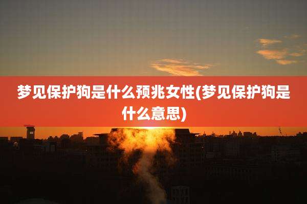 梦见保护狗是什么预兆女性(梦见保护狗是什么意思)