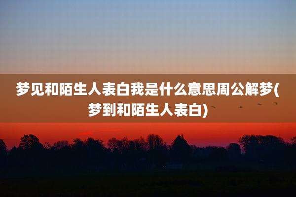 梦见和陌生人表白我是什么意思周公解梦(梦到和陌生人表白)