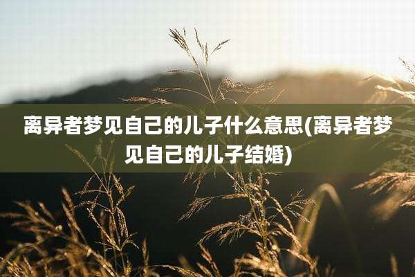 离异者梦见自己的儿子什么意思(离异者梦见自己的儿子结婚)