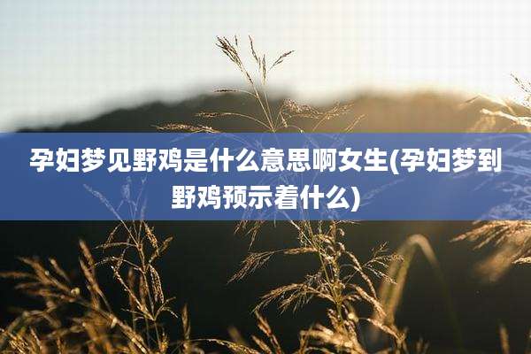孕妇梦见野鸡是什么意思啊女生(孕妇梦到野鸡预示着什么)