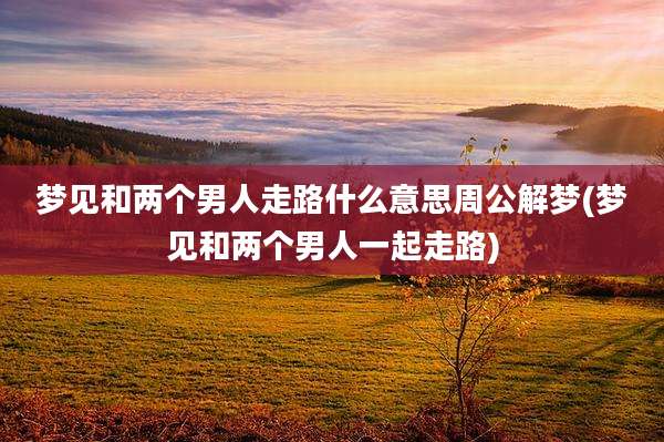 梦见和两个男人走路什么意思周公解梦(梦见和两个男人一起走路)