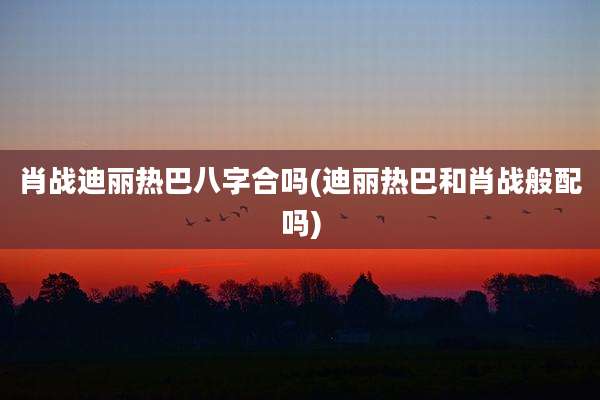 肖战迪丽热巴八字合吗(迪丽热巴和肖战般配吗)