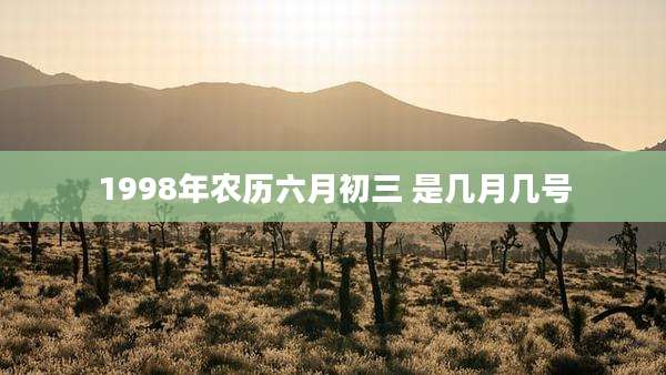 1998年农历六月初三 是几月几号