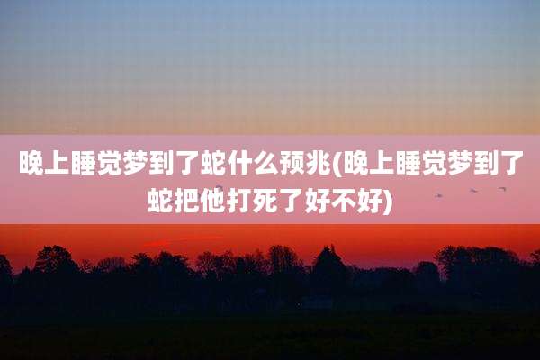晚上睡觉梦到了蛇什么预兆(晚上睡觉梦到了蛇把他打死了好不好)