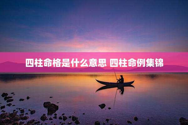 四柱命格是什么意思 四柱命例集锦
