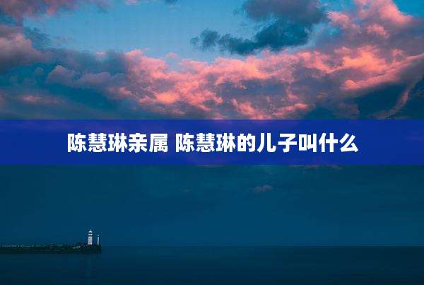 陈慧琳亲属 陈慧琳的儿子叫什么