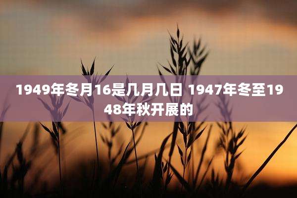 1949年冬月16是几月几日 1947年冬至1948年秋开展的